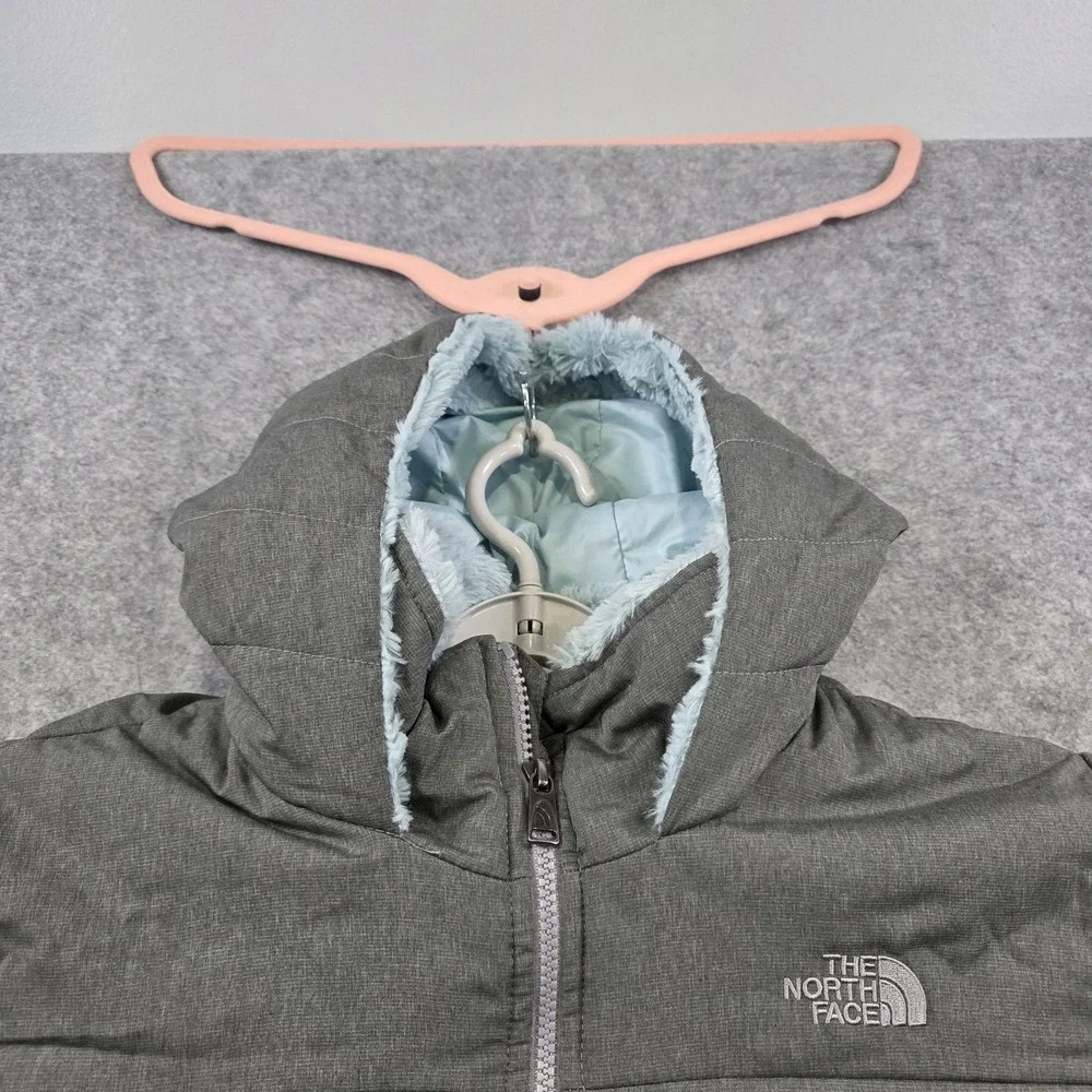 The North Face‎ Mossbud Swirl Jacket Girls XL 18 Gray Sherpa Fleece Lined Puffer